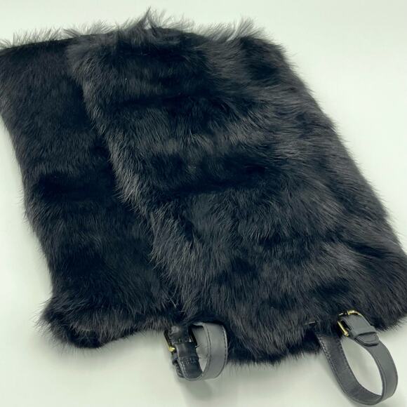 KORS Michael Kors Genuine Rabbit Fur Boot Covers with Adjustable Leather Strap - Picture 1 of 5
